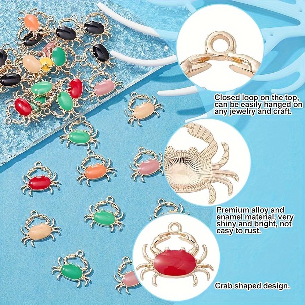 5/10/20pcs Marine Animal Pendant Simple and Elegant Solid Color Crab Keychain DIY Pendant Alloy Drip Oil Necklace Bracelet Accessories
