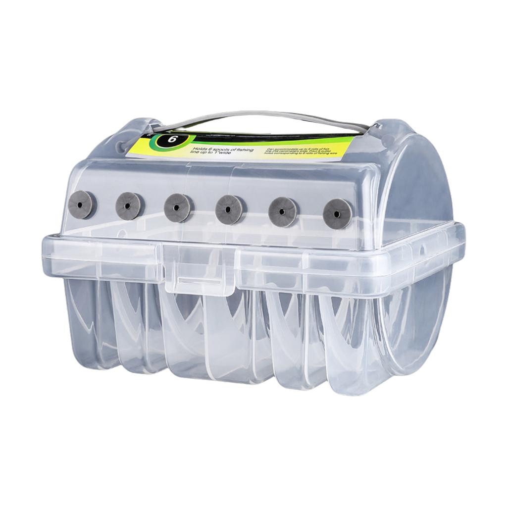 Fishing Line Storage Box 6 Slots Fishing Line Case Clear Fishing Line Organizer 6 Compartments Fishing Tackle Line Box