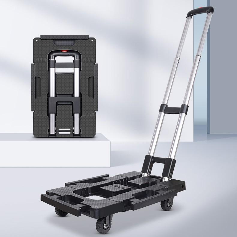 Aluminum Ultralight Foldable Trolley with Telescopic Design and Universal Wheels