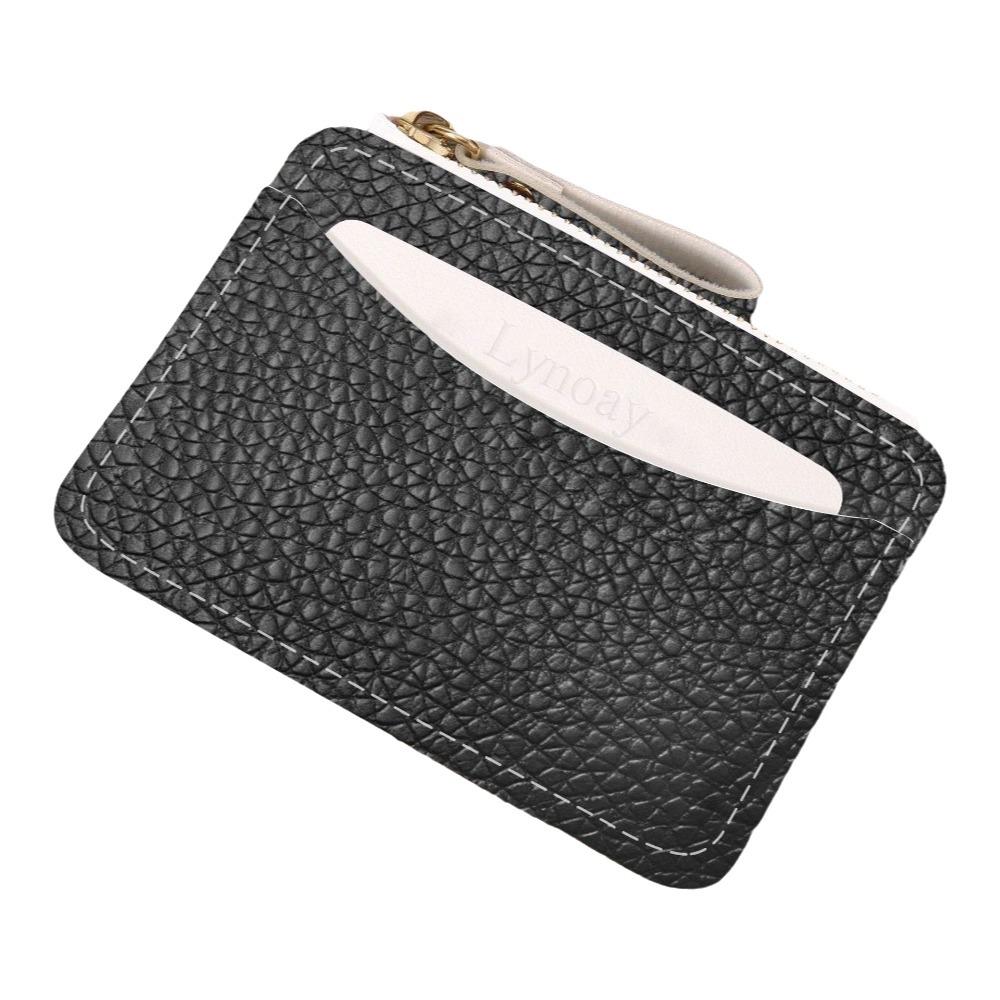 

New PU Leather Credit Card Holder Water-resistant Multiple Card Slots Zipper Wallet Lightweight Small Coin Purse for Women Girls чёрный