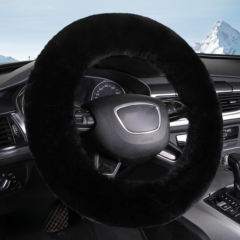 Luxurious Long-Haired Plush Steering Wheel Cover, No Inner Ring, Washable Rubber - Cozy & Warm Grip for Winter Car Comfort