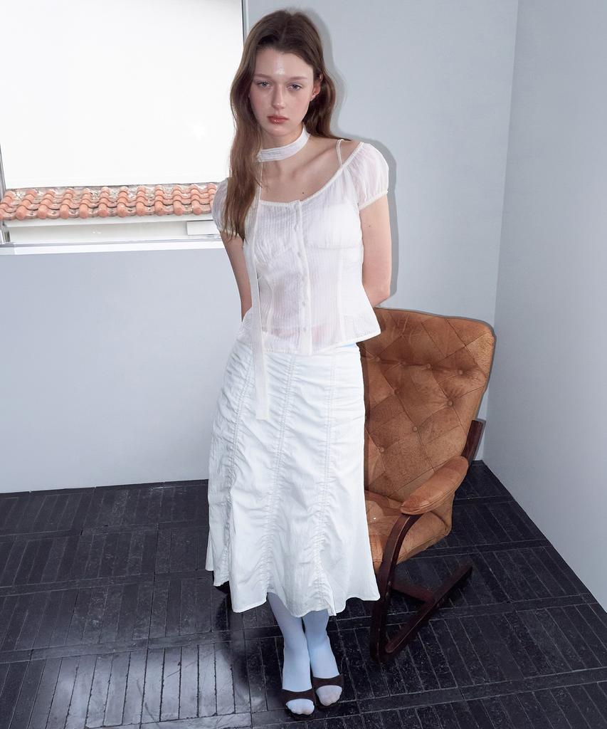ROLAROLA Shirring Midi Skirt White