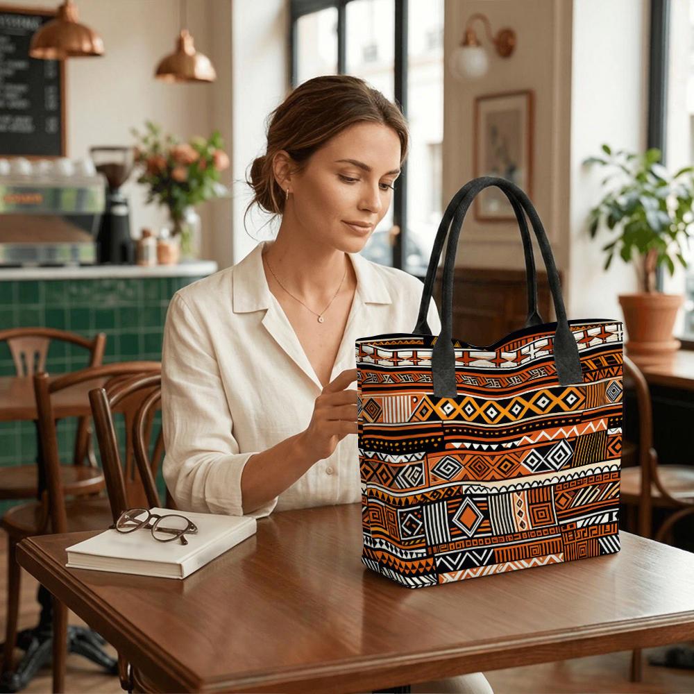  Boho Ethnic Pattern Tote Bag Large Capacity Casual Shoulder Bag for Daily Use Shopping Travel