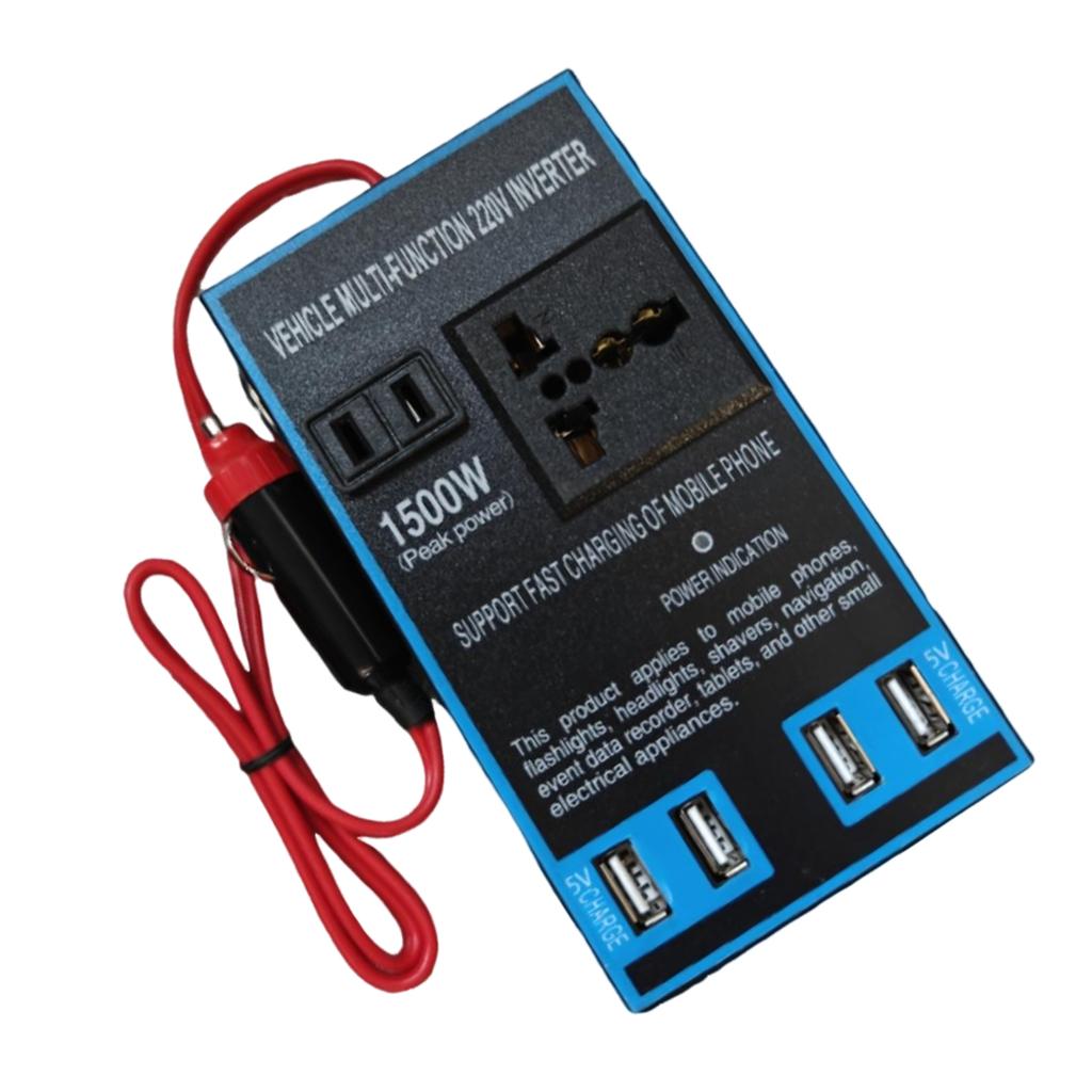 Inwerter Samochodowy 1500W DC12V 24V Do AC220V Konwerter Samochodowy z 4 Portami USB Adapter Ładowarki Samochodowej do Laptopa i Telefonu