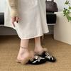 Fashion Women Slippers Winter Warm Plush Lined Women Cotton Slippers Embroidery Flat Mules Shoes Comfortable Pointy Toe Slides Women