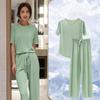 2025 Spring and Summer Ice Silk Pajamas Two-piece Short-sleeved Long Pants Colorful Large Size Breathable Leisure Home Wear Suit