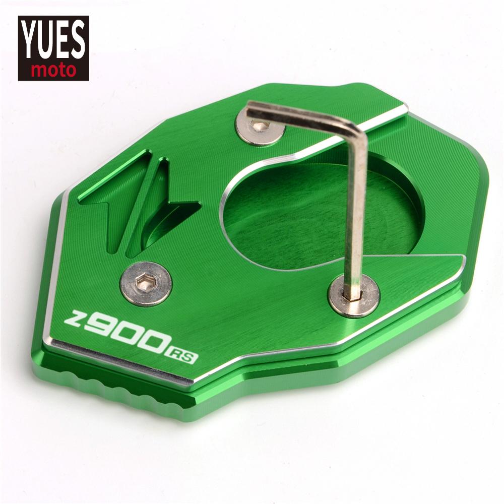 Motorcycle Accessories CNC Side Stand Plate Enlarger Kickstand Extension New Arrival For Kawasaki Z900 Z900RS 2017- Green