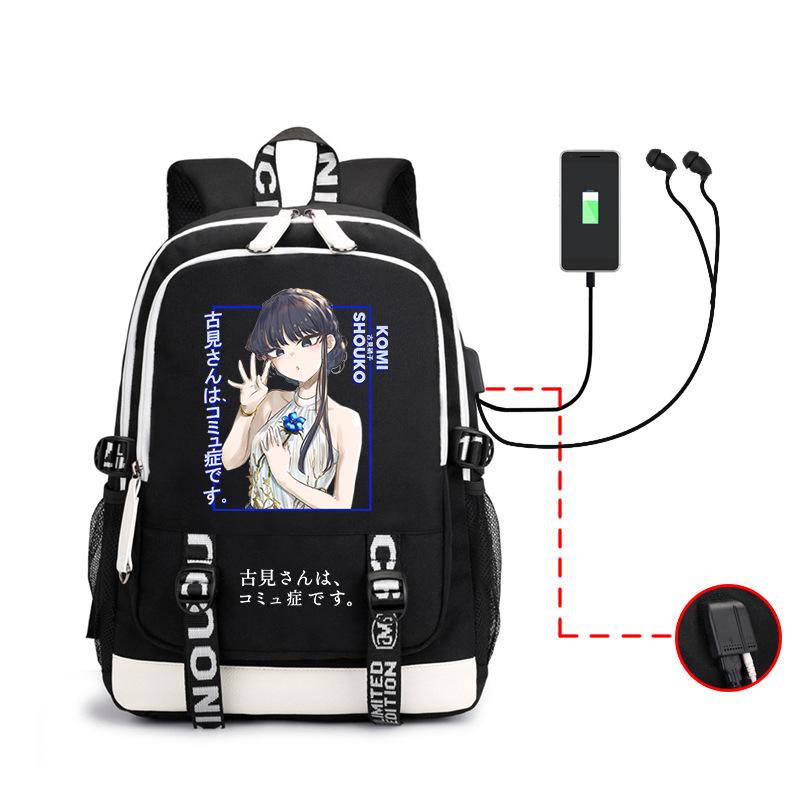 Anime, Kumi Classmate Has Communication Disorder, Cartoon Print Backpack Usb Large-Capacity Student Schoolbag