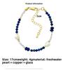 Collier Meier en lapis-lazuli naturel et perles d'eau douce baroques naturelles - Choker cristal splicing pour femmes