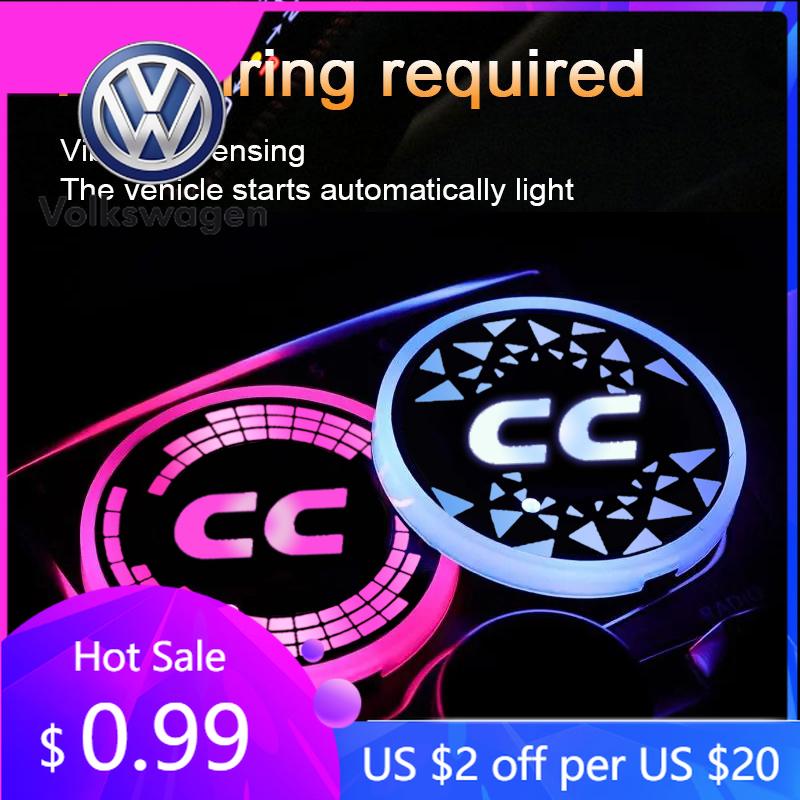 2026 Hot For Volkswagen VW Car LED Luminous Water Cup Holder Mat For Volkswagen VW CC Golf 5 6 7 8 GTI MK6 Passat Jetta Tiguan P