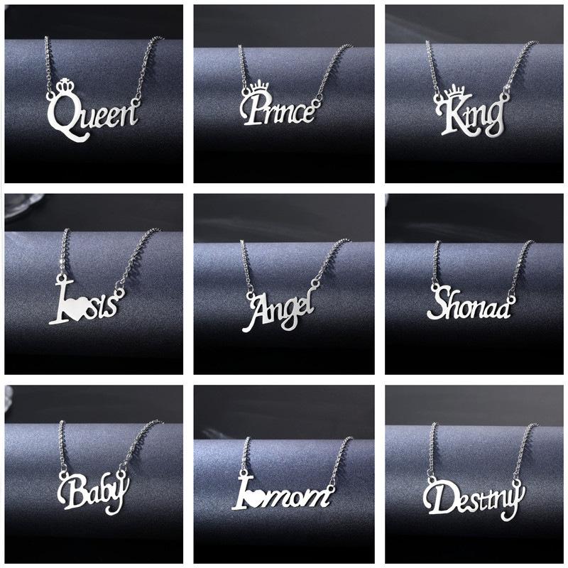 Personalized English Word Necklace Women's Initial Choker Fashion Jewelry Gift
