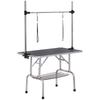 42" Dog Grooming Table, Adjustable Pet Cat Drying Beauty Table with 2 Loops Storage Basket, Rubber Top, Black