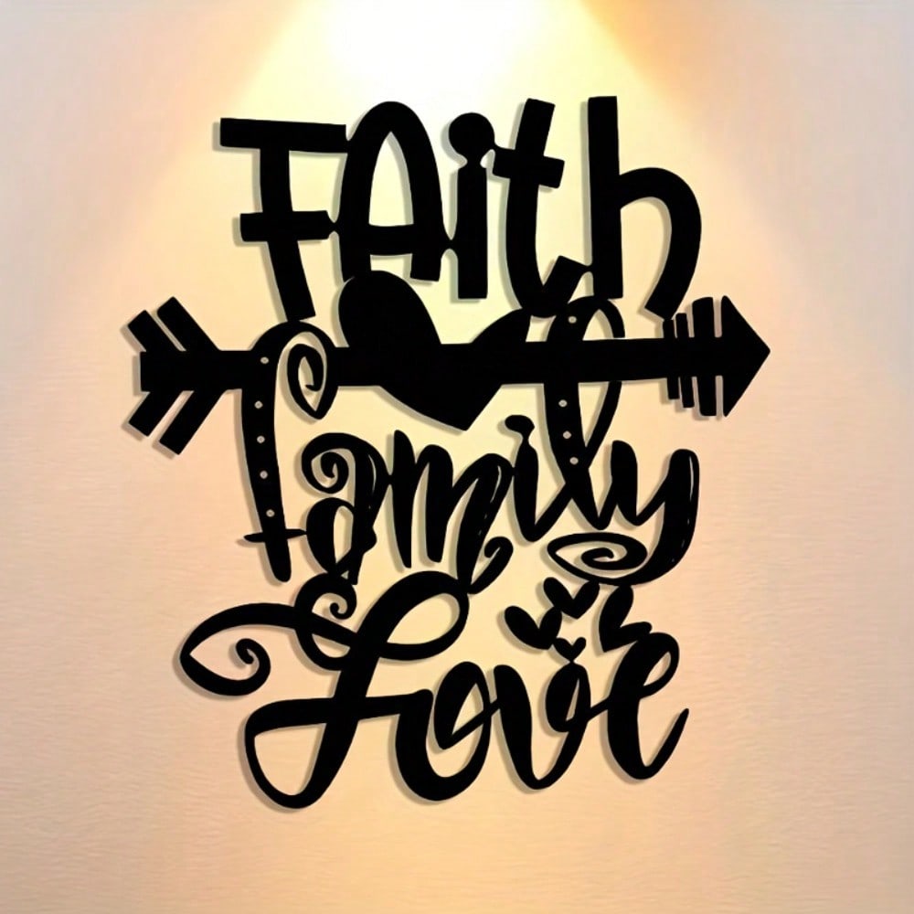 Metal Family Faith Wall Art for Home, Office, Patio - Christmas & Halloween Decor
