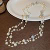 Layered Pearl Necklace Simulated Pearl Sweater Necklace Fashion Bead Necklace  Lady Wear