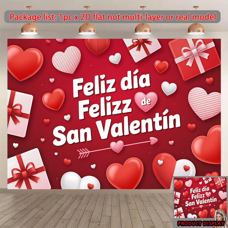 1 2D flat banner | Happy Valentine s Day written in Spanish 180X110