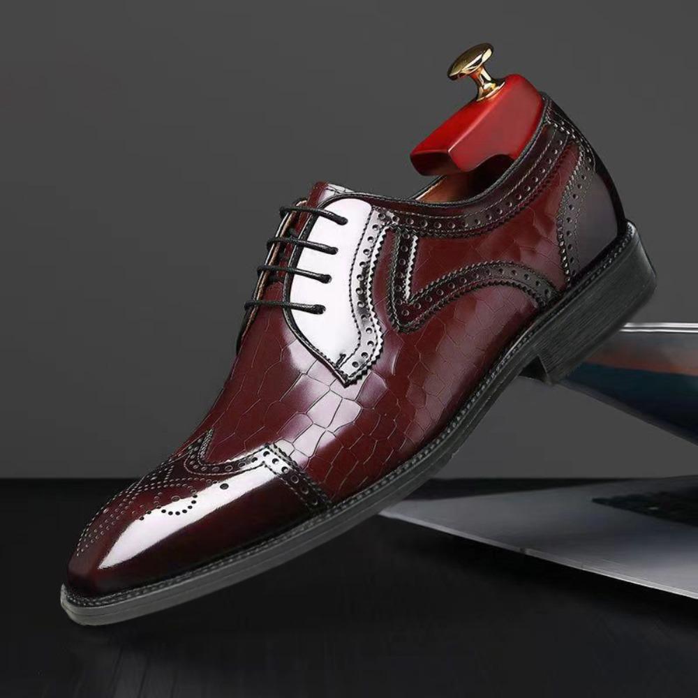 

Embossed Oxford Shoes Men Square Toe Leather Dress Shoes 38 чёрный