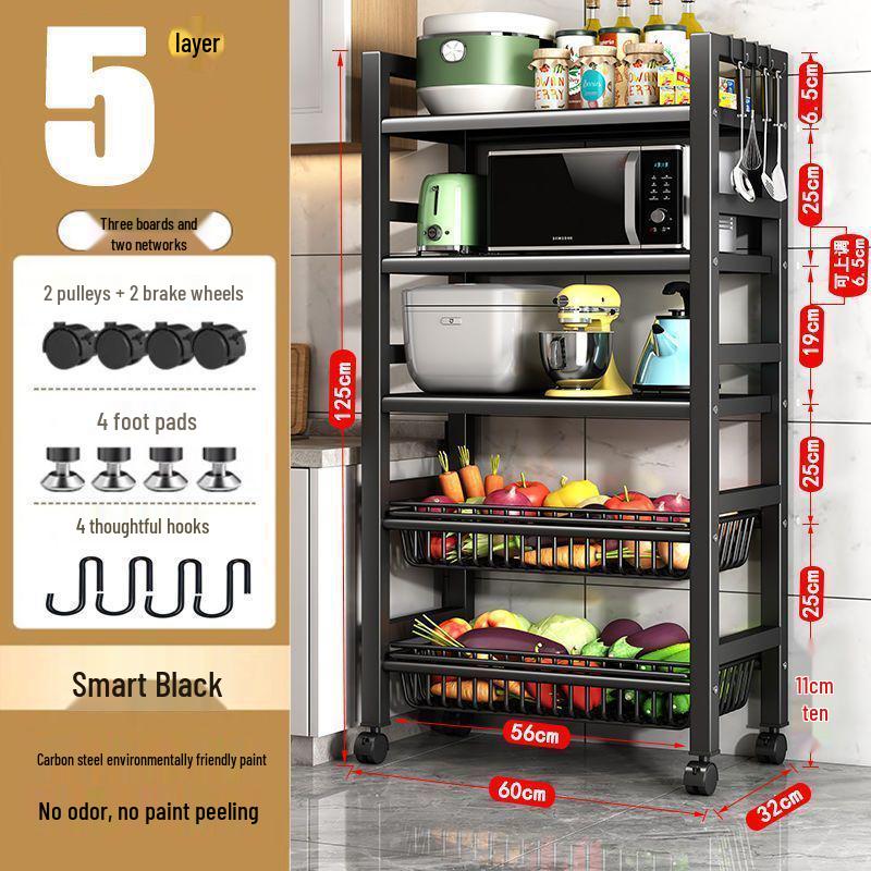 Stainless Steel Multi-Layer Kitchen Trolley for Fruits & Vegetables