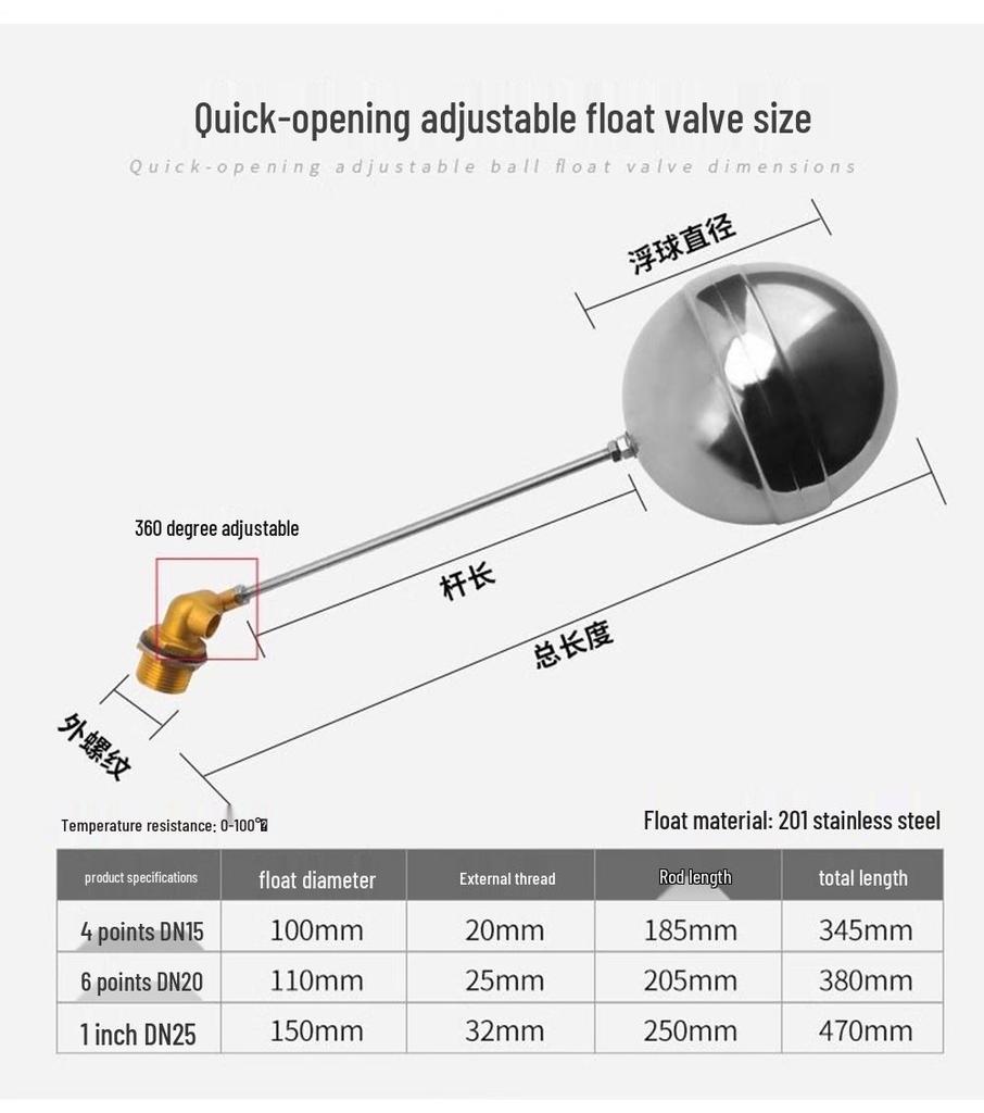 ELEKO Stainless Steel Automatic Water Level Float Valve Controller