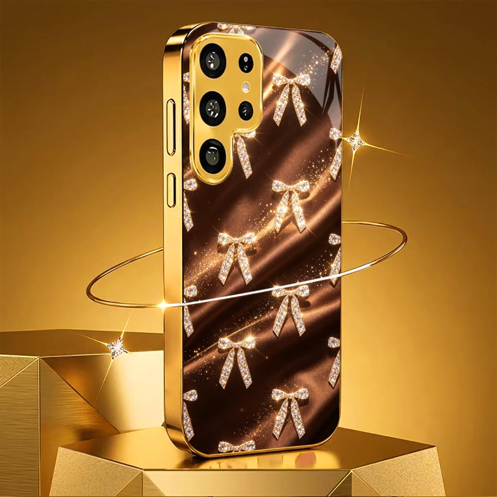 Beautiful and Ornate Bow Tie Phone Case Glass S26 Ultra Case S25 Ultra Case for Samsung Galaxy S26 S25 S24 S23 S22 FE Ultra Plus