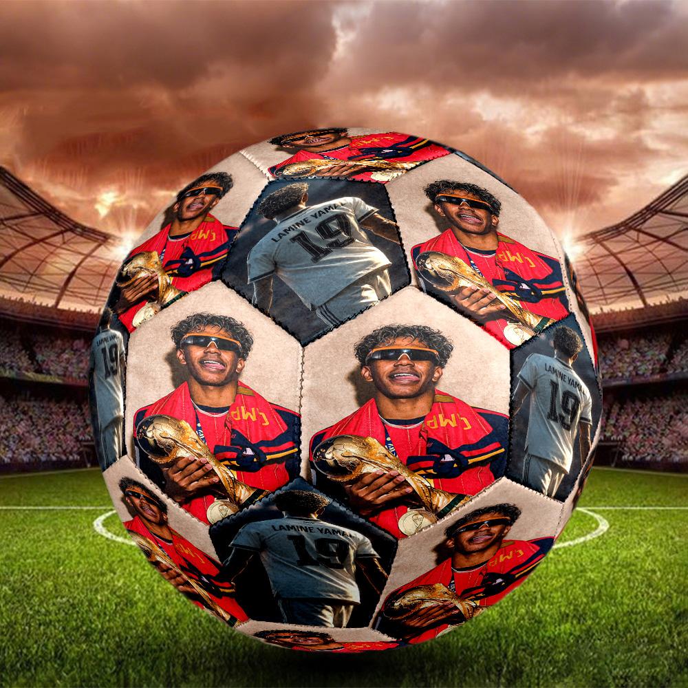 Lamine Yamal 19 Football Player Portrait Size 5 Soccer Ball Machine Sewn Indoor/Outdoor Universal Football Unique Gift for Soccer Lovers