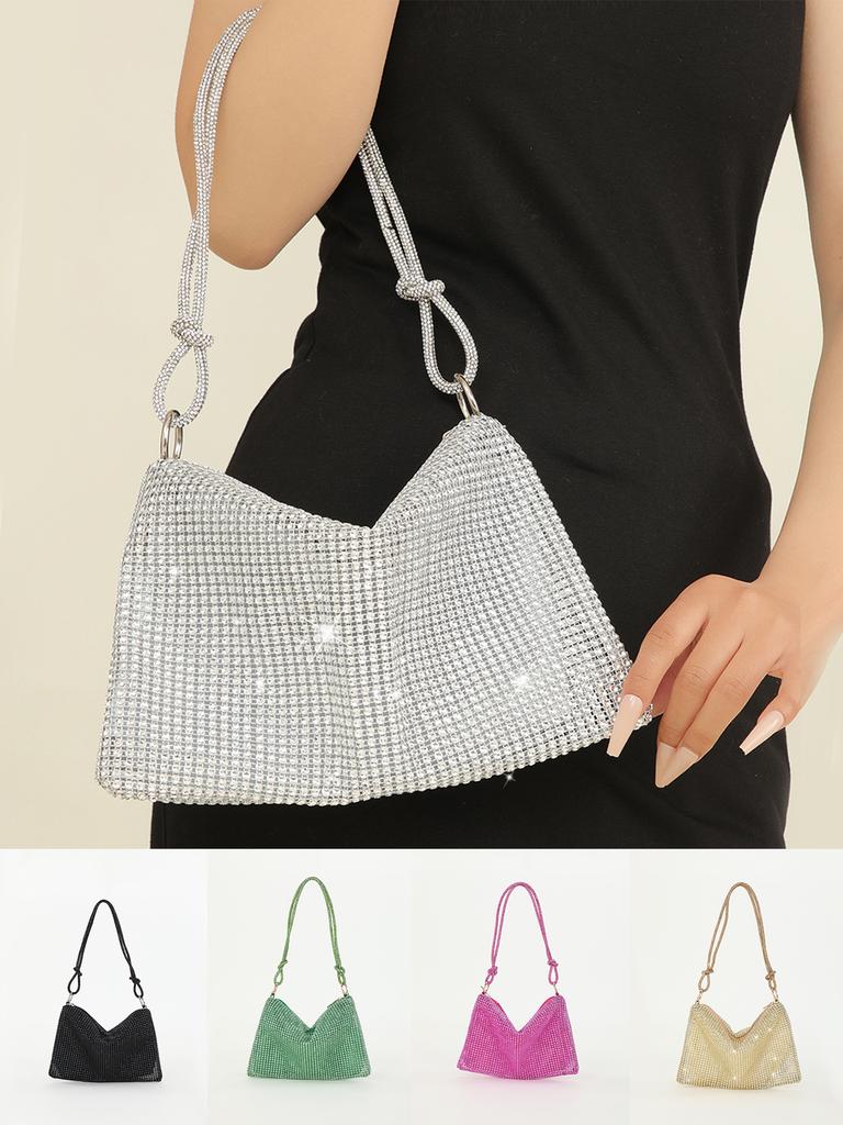 Glänzende Strass-Damenhandtaschen Unterarm-Halbmond-Abendtasche geeignet für Hochzeiten, Partys und Treffen