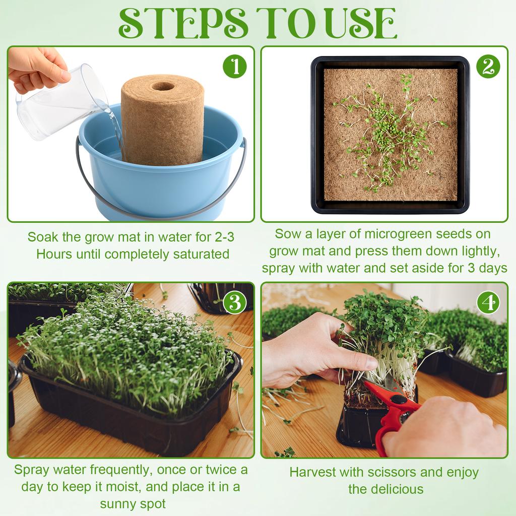 1 Roll 10" X 78.74" Microgreen Grow Mat Natural Fiber Grow Mats Microgreens Grow Kit Hydroponic Pads Indoor Organic Production F