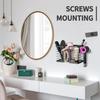 2Pcs Heat-Resistant Hair Tool Organizer, 3-in-1 Metal Wall Mount Holder for Blow Dryer Flat Iron Curling Wand, Bathroom Storage