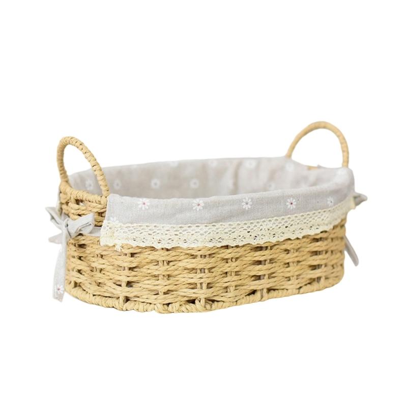 Woven Storage Basket Handmade Paper Rope Basket Storage Bin Woven Organiser Box For Living Room Entryway Bedroom Dresser