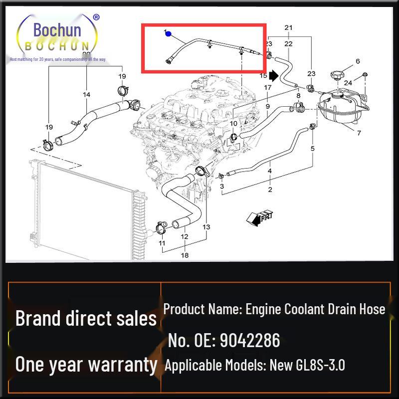 Coolant Bleeder Hose for Buick 11-16 New GL8 S3.0 Engine
