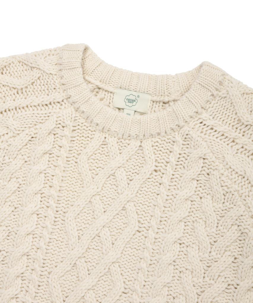 COVERNAT WOMAN Raglan Cable Knit Ivory