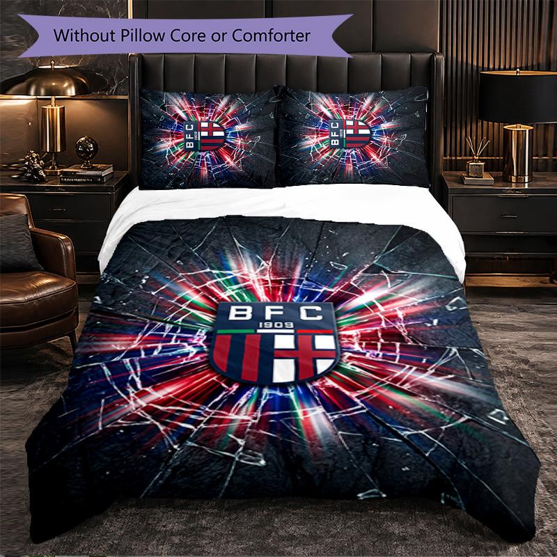 Bologna FC Themed Bedding 3Pcs Duvet Cover Set Decorative Bed Linen For Teen Room Home Decoration
