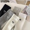 5pcs White Bow Socks Women Ballet Style Mid-calf Socks Summer Thin Stockings Cotton Stacked Socks