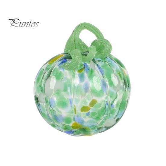Cute Autumn Centerpiece Mini Hand Blown Glass Pumpkin Ornament, Collectible Thanksgiving Halloween Decoration Faux Crystal Hanging for Fall,