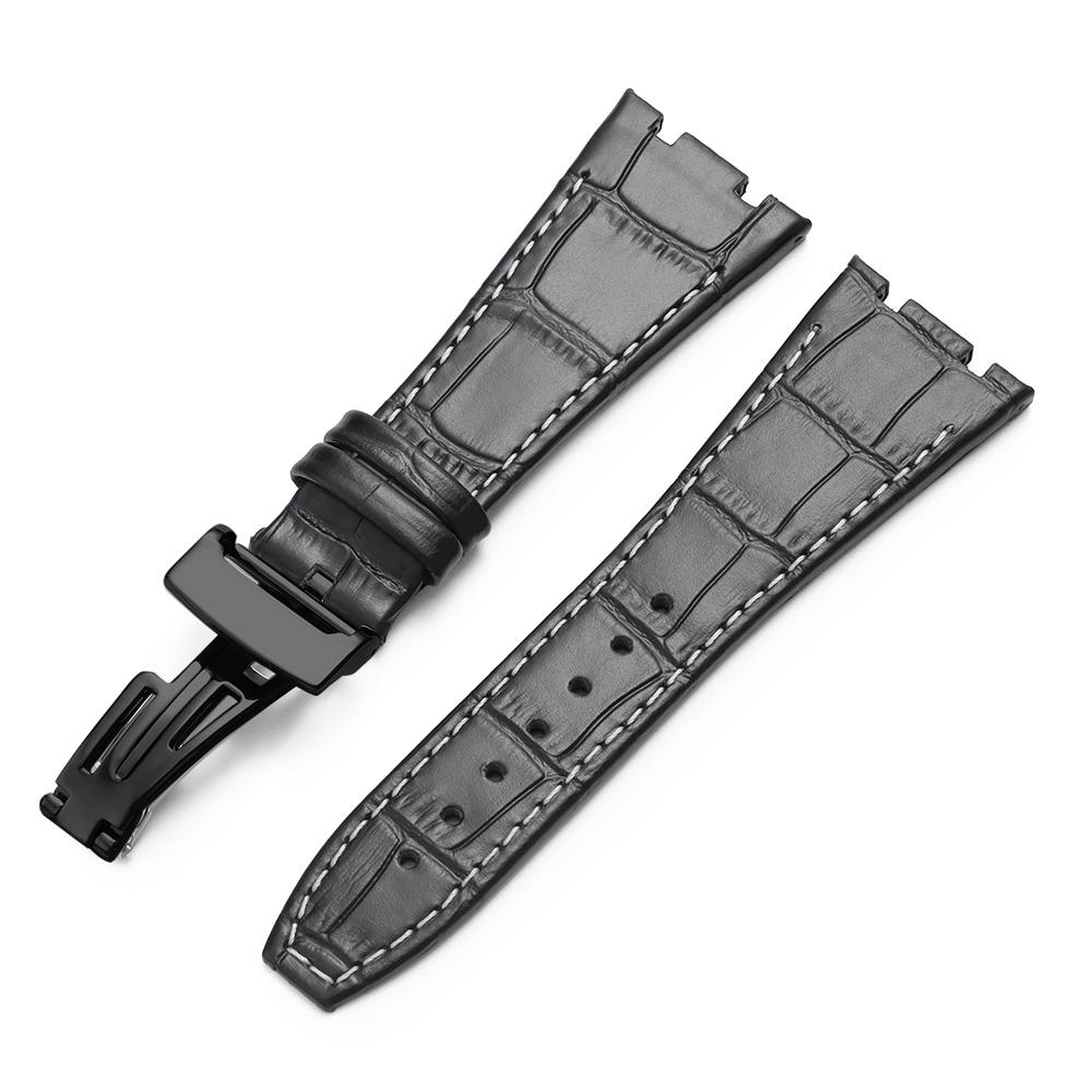 Top Layer Genuine Cowhide Watch Strap for AP Audemars 15400 15703 26320 Royal Oak Offshore Series Men27mm Black Brown Watch Band