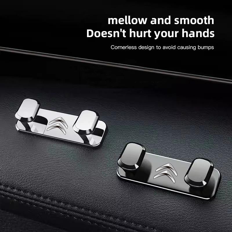 YKGBU1 Car Interior Metal Hooks Self-adhesive Storage Hanger For Citroen C5X C3 C4 Aircross Picasso Cactus Celysee e-C3 e-C4 C6 C1 C2
