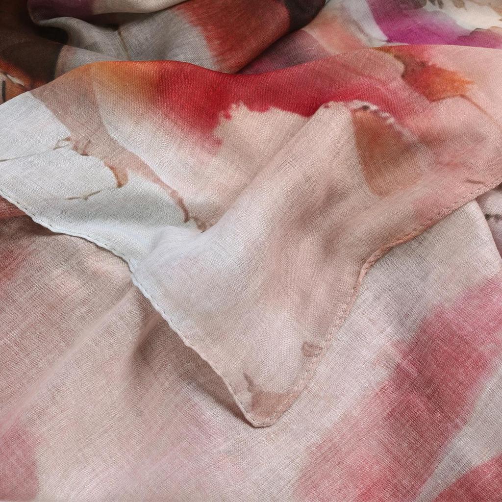 "Hot Sale Watercolor Tie-Dye Cotton Arabic Satin and Polyester Long Turkish Headscarf"