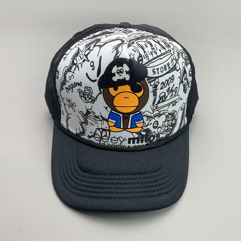 Breathable Cartoon Letter Fashion Men'S And Women'S Baseball Cap Cotton Hip Hop Skateboard Hollow Casual Sun Hat