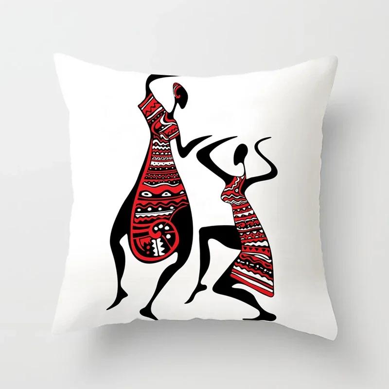 Home Decor Pillowcase African Style Pattern Sofa Decoration Cushion Cover Pillowcase Polyester Throw Pillow Funda De Almohada