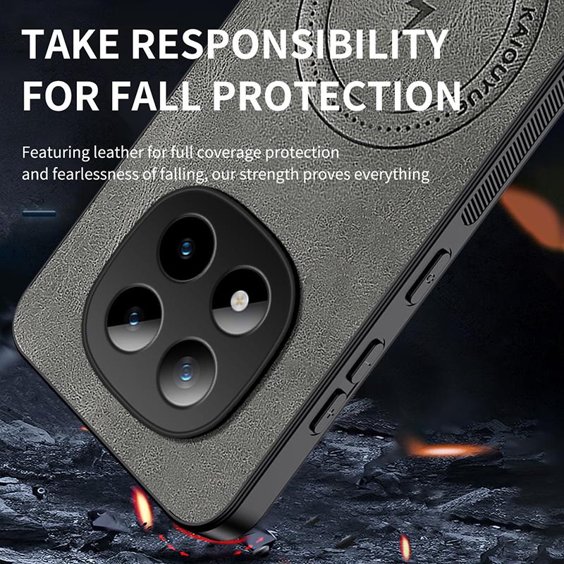 Luxury Leather Texture Wireless Charging Magnetic Case For Xiaomi Poco M8 Pro Pocom8Pro 5G ShockProof Phone Cover