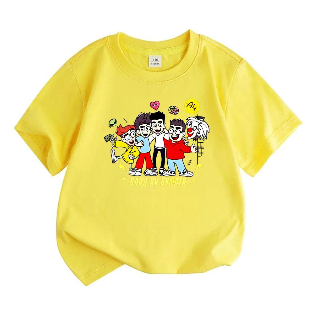 Kids Boys Girls Casual Short Sleeve O-Neck 100% Cotton T-Shirt Cute Cartoon Friends Group Print Soft Breathable Summer Tops for Children Daily Wear Bi