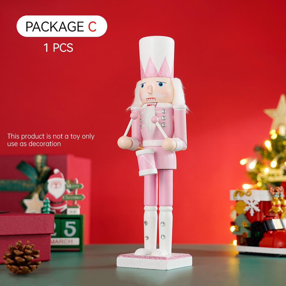 30CM Holz Nussknacker Soldat Figur Puppe Rosa Glitter Soldat Puppe Spielzeug Handwerk Ornament Weihnachten Home Büro Dekoration