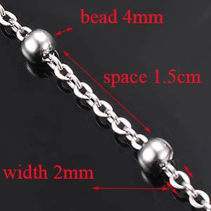 Wholesale 10pcs/lot Width 1.5mm 2mm Tiny Beaded Chain Stainless Steel Link Chain for Necklaces Bracelets Foot Jewelry