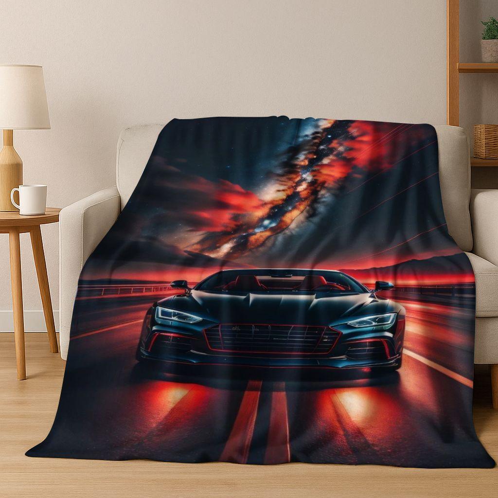 Future Concept Sports Car Racing Bike Art Flannel Blanket,Cozy Soft Throw Blanket for Home Bedroom Bed Sofa Picnic Cover Gift
