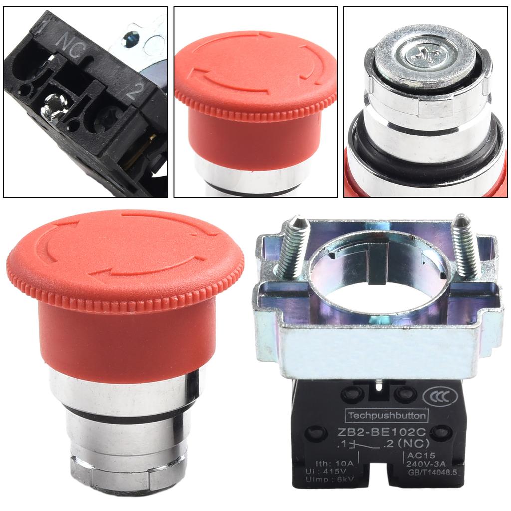 Scram Stop Locking Push Button Switch Panel Mount Red Button Rotary Reset XB2-BS542 Light Industrial Equipment
