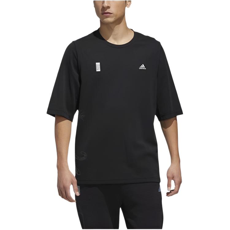 

Adidas T Shirts Men s Black Crew Neck Moderate Straight Fit GF3980 L