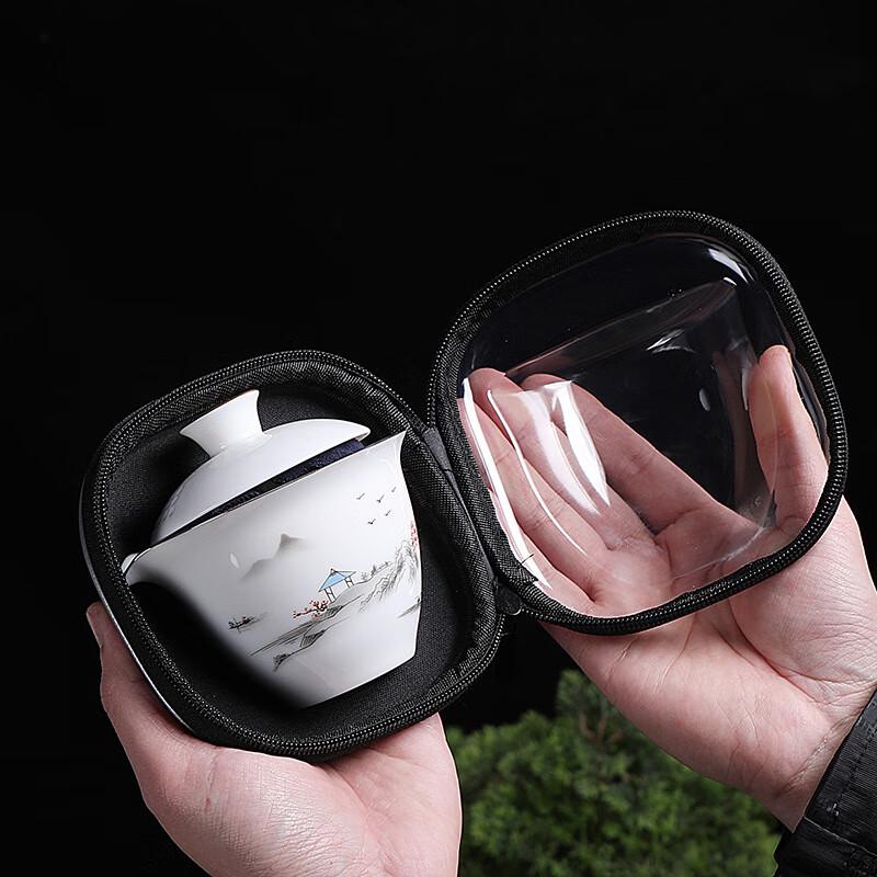 Shangqi Mutton-Fat Jade Style Portable Ceramic Tea Set