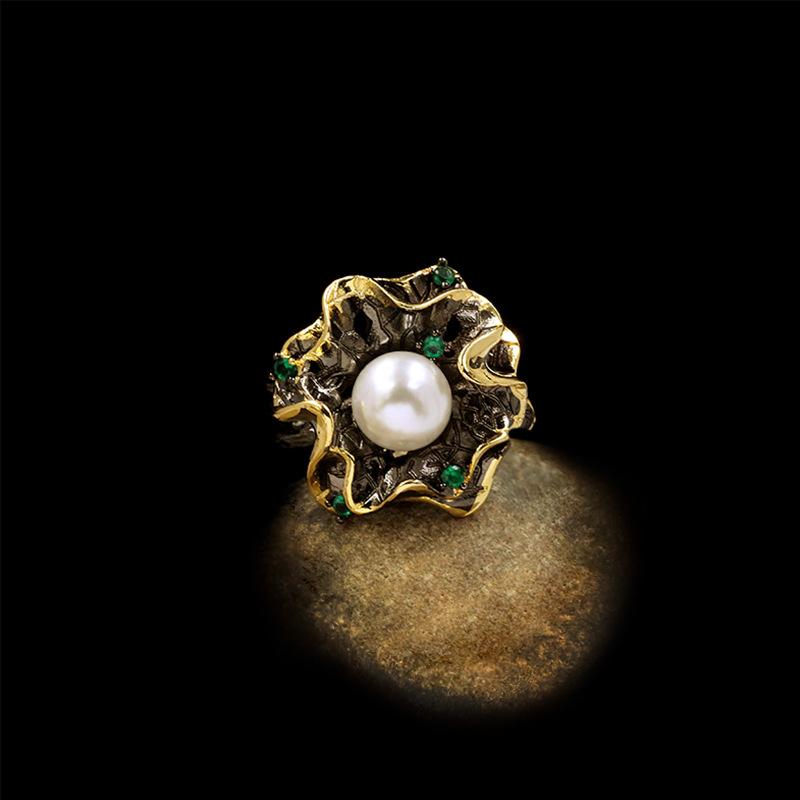 2026 Pearl Flower Ring Elegant Design Banquet Special-shaped Beads no. 6