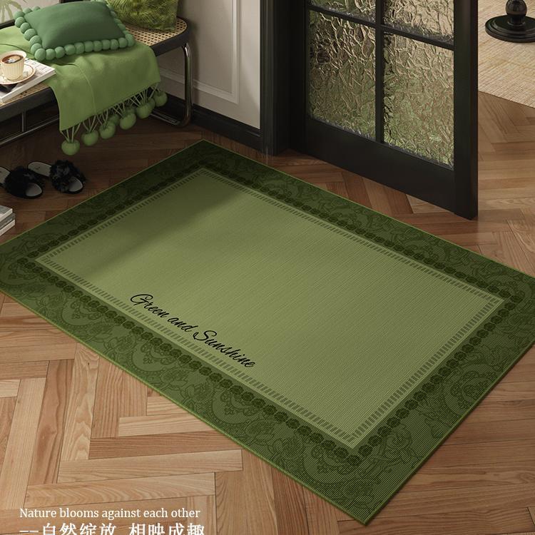 High-end Retro Green Front Door Mat, Entryway Threshold Rugs, Home-Durable Stain-Resistant No-Wash Hallway Floor Mats