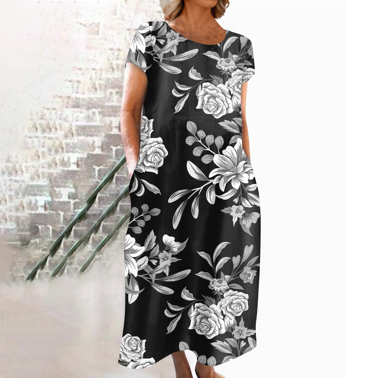 Модное женское летнее платье с круглым вырезом и повседневным модным пуловером с принтом — фото 7