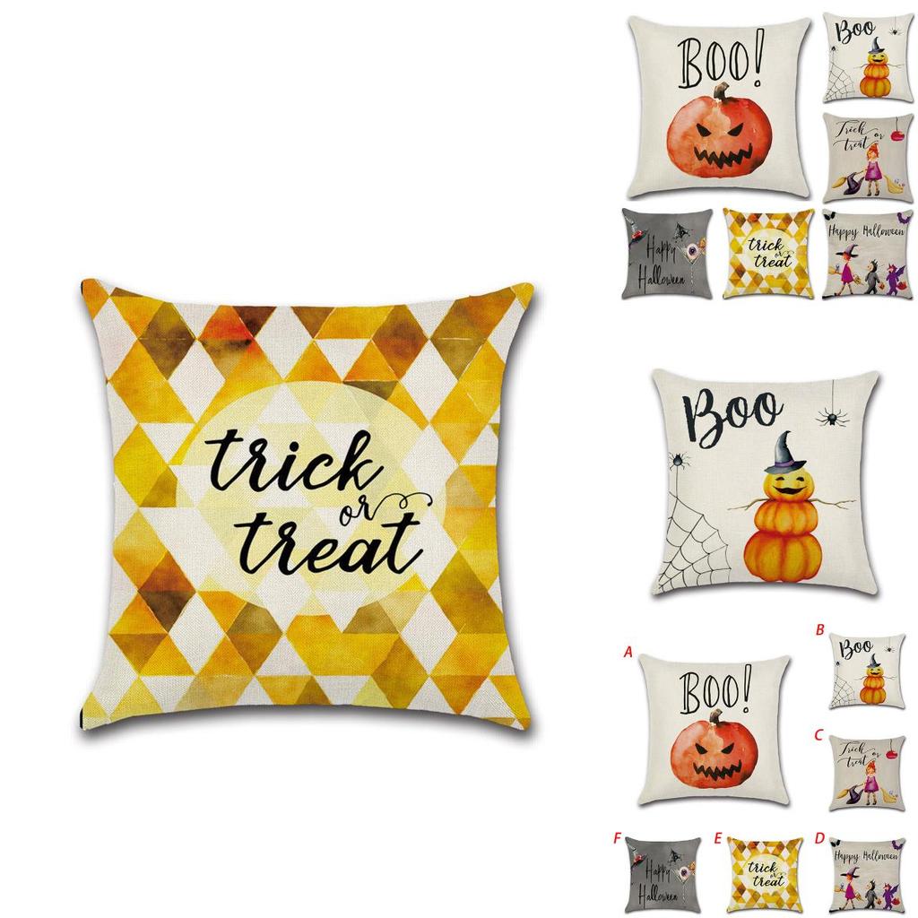 Luxurious Halloween Pillow Case For Sofa And Home Decoration With Pumpkin Design Linen Throw